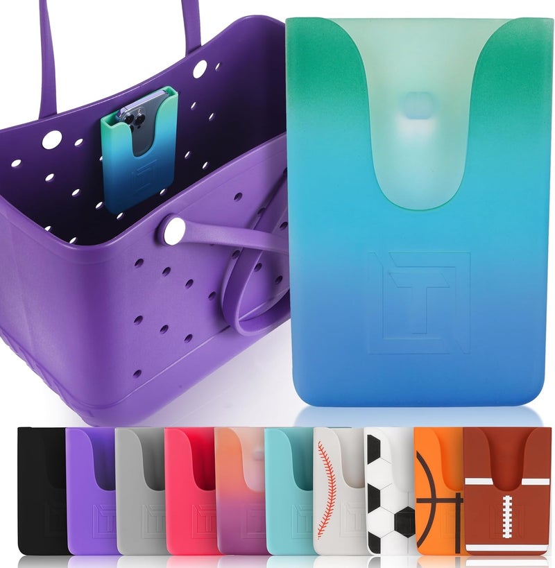 Tributary Brands - Blue Ombré Phone Holder for Bogg Bag and Simple Modern Bag - Made of Silicone and Fits All Phone Sizes - Image 1